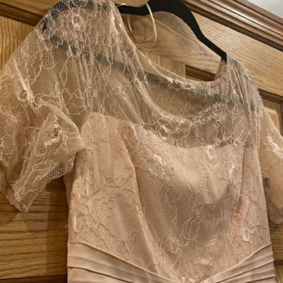 Kay Unger Soft Floral Lace Gown Dress - Picture 4 of 13